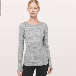 Lululemon Cypress Kiss Long Sleeve Space Dye Camo Seal Grey Deep Coal size 4